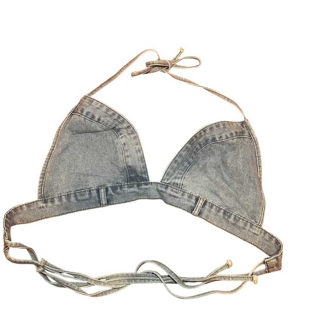 Stylish Denim Triangle Bralette Top